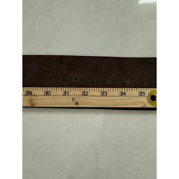 Genuine Ostrich Wide Leather Belt Womens Size Medium Dark‎ Brown - Picture 14 of 14